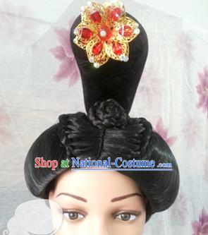 Chinese Ancient Lady Hair extensions Wigs Fascinators Toupee Hair Pieces Long Wigs