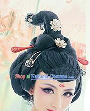 Chinese Qing Manchu Black Wigs and Hair Jewelry for Women