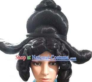 Chinese Ancient Queen Imperia Black Long Lady Hair extensions Wigs Fascinators Toupee Long Wigs Hair Pieces