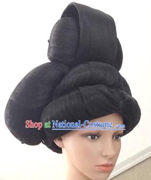 Tang Dynasty Chinese Ancient Princess Black Long Lady Hair extensions Wigs Fascinators Toupee Long Wigs Hair Pieces for Girls