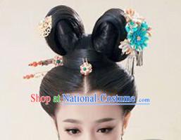 Chinese Ancient Maid Black Long Lady Hair extensions Wigs Fascinators Toupee Long Wigs Hair Pieces for Girls