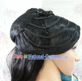 Chinese Ancient Female Knight Black Long Lady Hair extensions Wigs Fascinators Toupee Long Wigs Hair Pieces for Ladies