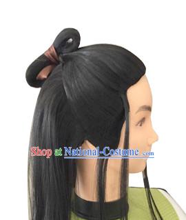 Chinese Ancient Male Halloween Black Long Wigs