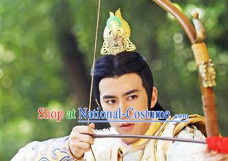 Chinese Hanfu Prince Wigs and Coronet for Men