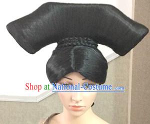 Chinese Qing Dynasty Black Long Wigs for Women