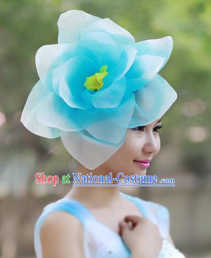 Blue Flower Chinese Folk Dance Headpieces