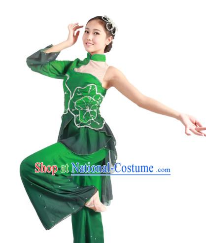 Custom Made Chinese Lotus Dance Costume and Headpieces Complete Set for Women