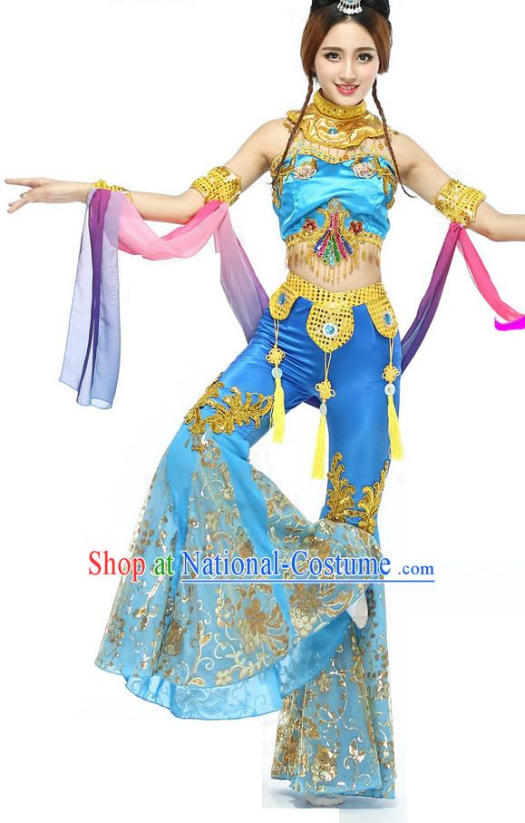 Chinese Classical Quality Dance Costumes and Headdress Complete Set for Women