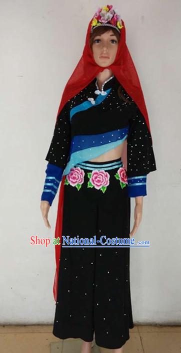 Chinese Quality Folk Dance Costumes and Headdress Complete Set for Kids