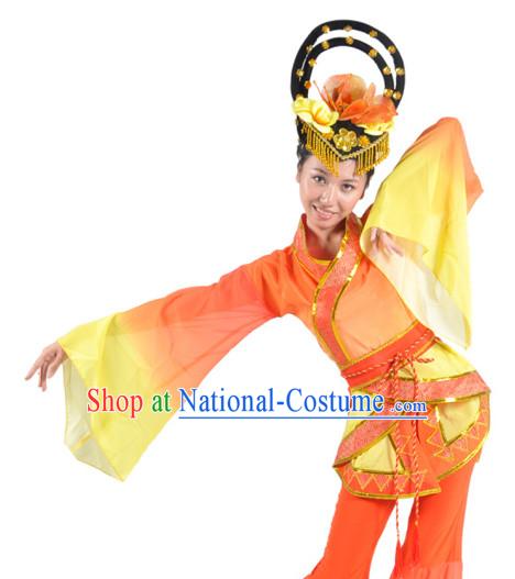 Chinese Quality Classical Dance Costume and Headwear Complete Set for Girls