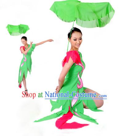 Chinese Quality Lotus Dance Costume and Headwear Complete Set for Girls