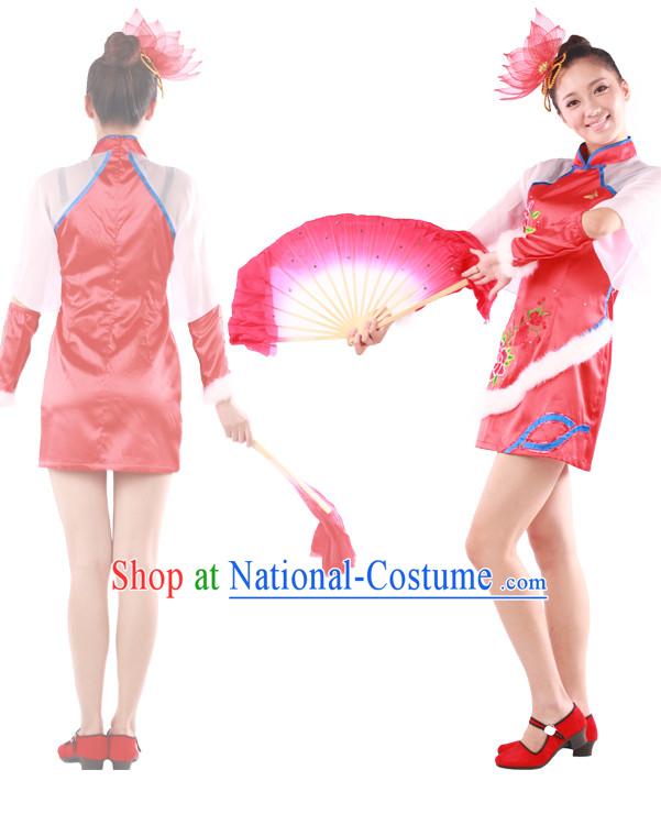 Chinese Teenagers Fan Dance Costume for Competition