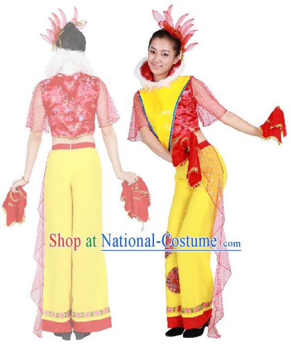 Chinese Teenagers Korean Dance Costume and Hair Decorations for Competition