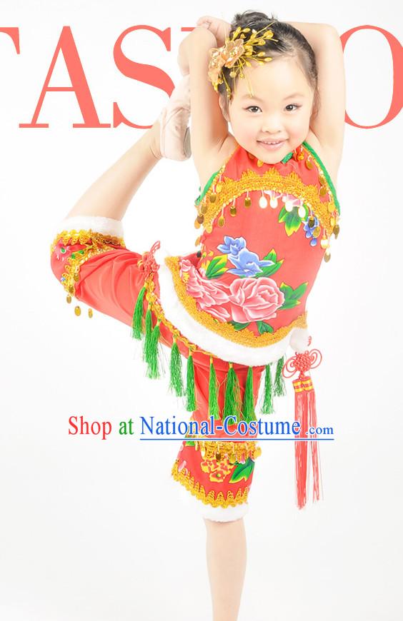 Chinese Kids Folk Dance Costumes for Competition