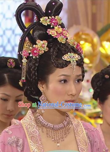 Chinese Handmade Palace Concubine Flower Hair Accessories Headband Headbands Fascinators Wedding Hair Clips