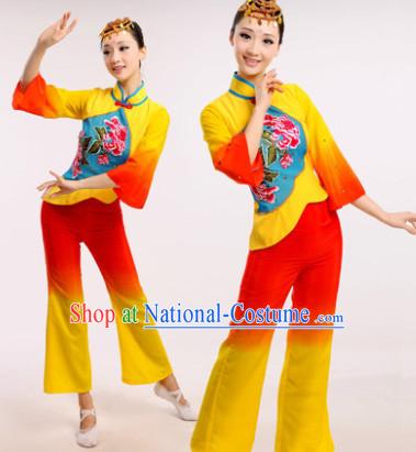 Chinese Fan Dance Costume Dancewear Discount Dane Supply Clubwear Dance Wear China Wholesale Dance Clothes for Women