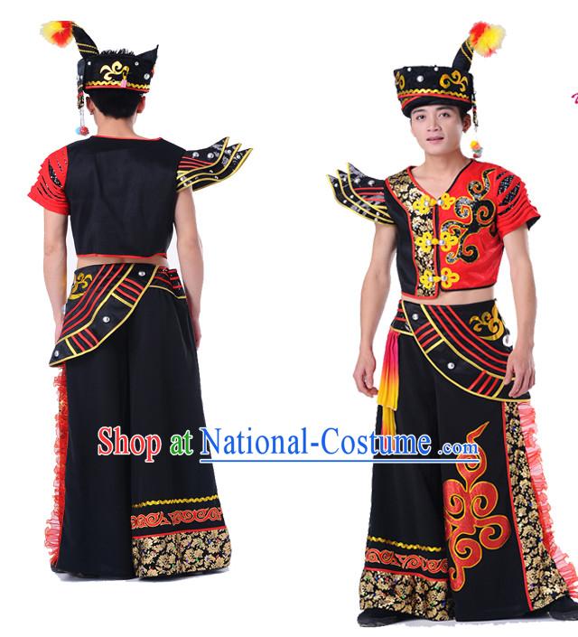 Chinese Folk Ethnic Dance Costumes Complete Set for Men