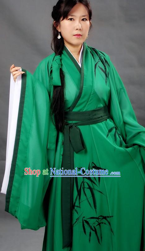 Chinese Girl Bamboo Hanfu Costume Ancient Costume Traditional Clothing Traditiional Dress Clothing online