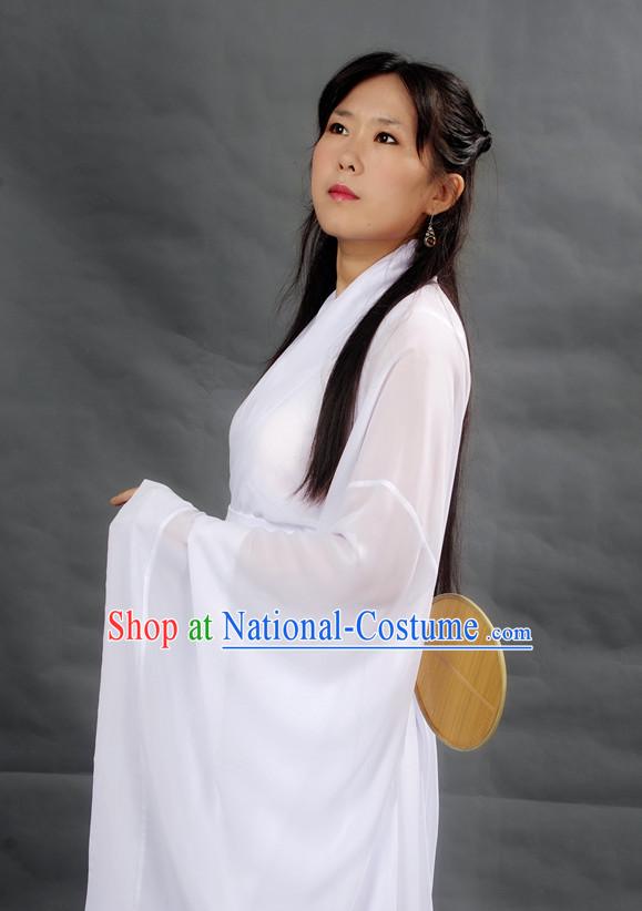 Chinese Pure Whiet Girl Hanfu Costume Ancient Costume Traditional Clothing Traditiional Dress Clothing online