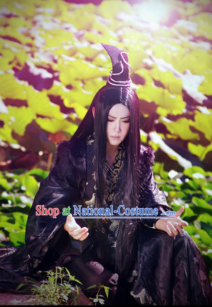 Black Halloween Costumes Chinese Prince Cosplay Costume and Crown