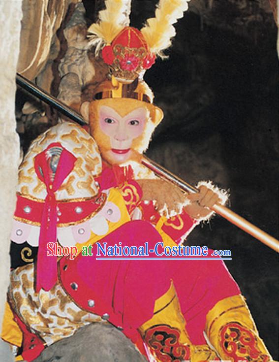 Chinese Sun Wukong Monkey King Costumes and Headpieces Complete Set