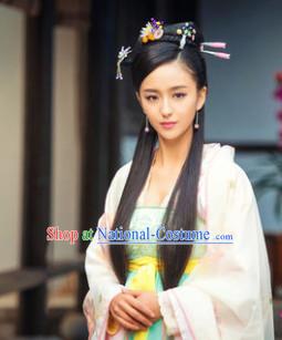 Ancient Chinese Beauty Black Wigs and Hair Jewelry