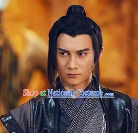 Ancient Chinese Swordsmen Knight Black Male Wigs