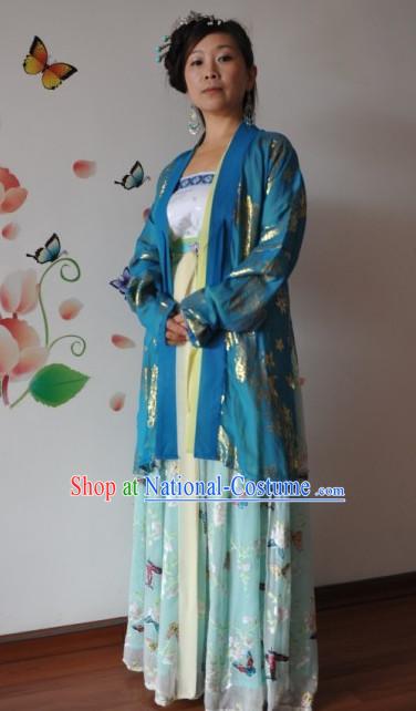 Chinese Classic Halloween Costume Hanfu Clothing Ancient Costume and Hair Jewelry online Shopping Complete Set