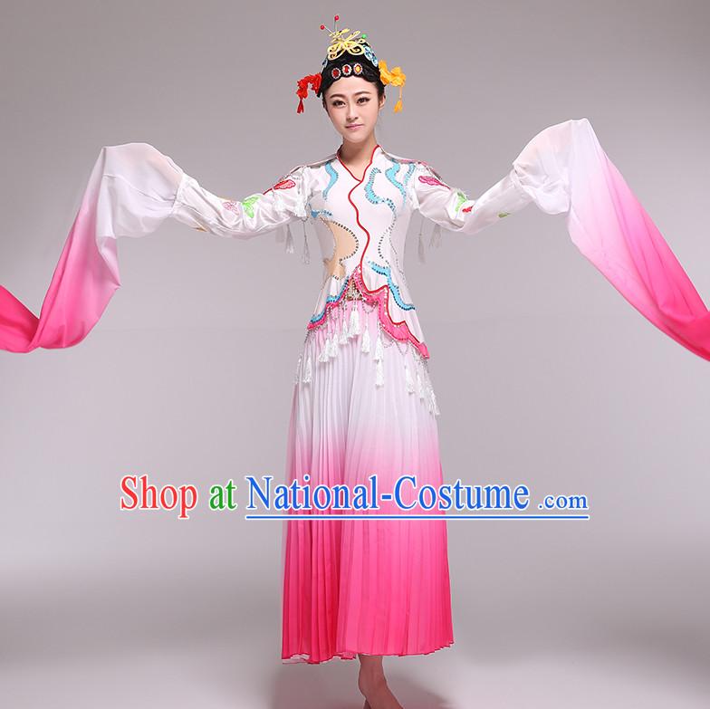 Color Transition Chinese Palace Dance Competition Dance Costume Group Dancing Costumes and Headwear Complete Set for Women