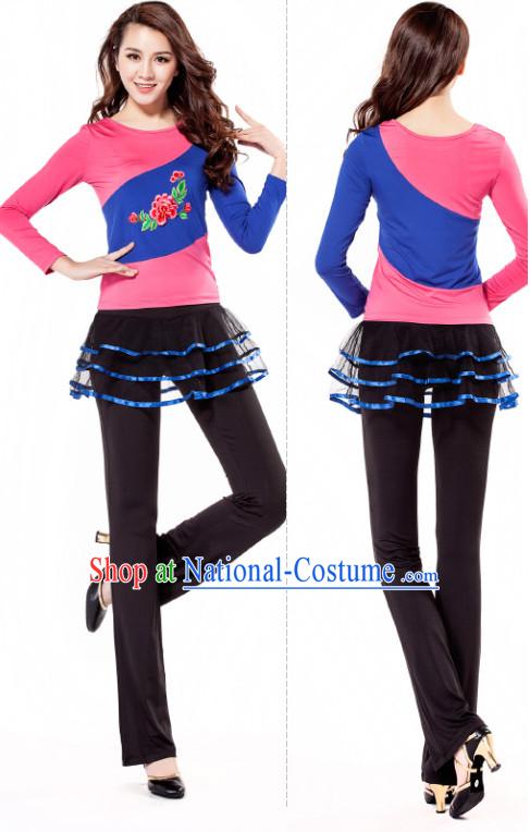 Pink Black Chinese Style Modern Dance Costume Ideas Dancewear Supply Dance Wear Dance Clothes Suit