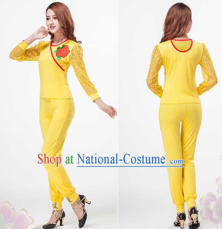 Yellow China Style Modern Dance Costume Ideas Dancewear Supply Dance Wear Dance Clothes Suit