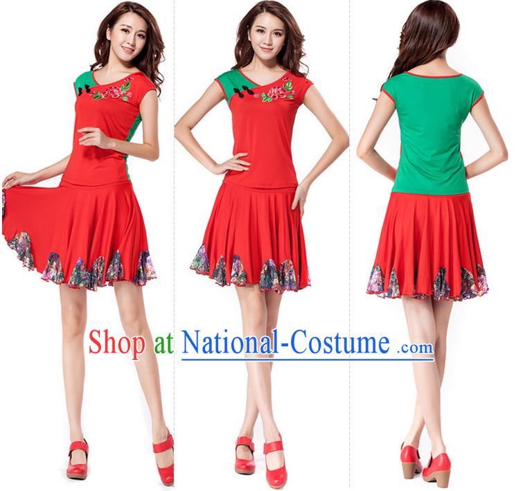 Red Chinese Style Parade Dance Costume Ideas Dancewear Supply Dance Wear Dance Clothes Suit