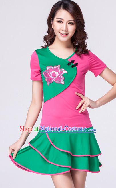 Pink Green Chinese Style Parade  Costume Ideas Dancewear Supply Dance Wear Dance Clothes Suit