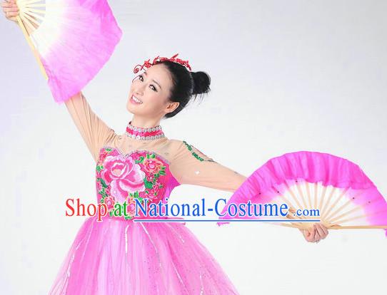 Chinese Folk Fan Dance Outfits for Women