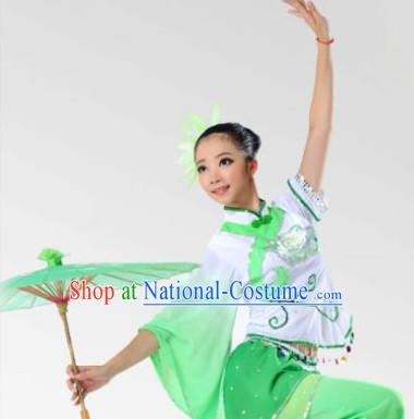 Chinese Stage Performance Fan Dancewear Dancing Costume Complete Set for Women