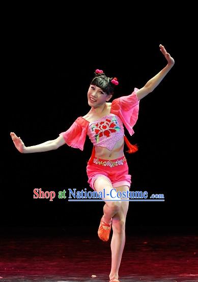 Chinese Team Folk Han Dance Costume Complete Set for Girls