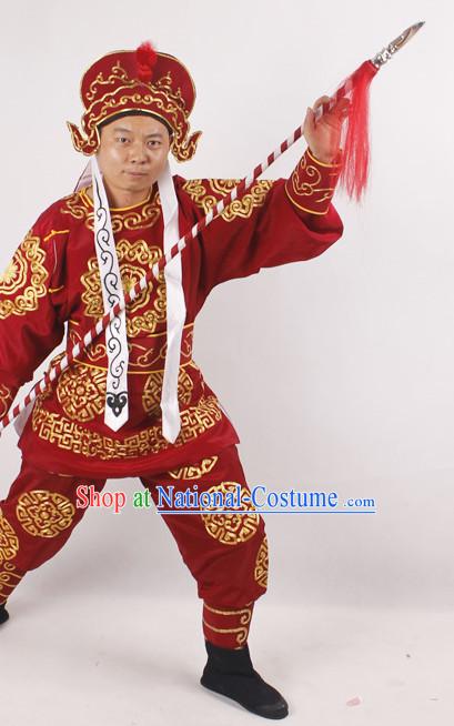 Chinese Opera Solider Costume and Hat Complete Set for Men