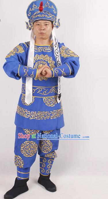 Chinese Opera Warriors Costume and Hat Complete Set for Men