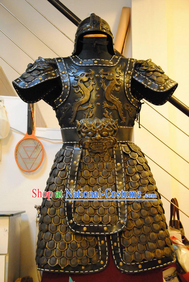 Ancient China Superhero Armor Costumes and Helmet Complete Set for Men