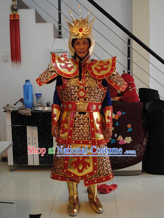 Ancient Asian Superhero Monkey King Armor Costume and Helmet