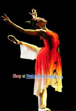 Chinese Red Leaf Dance Costume for Women