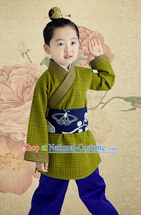 Ancient Chinese Han Dynasty Costumes and Hair Jewelry Complete Set for Boys