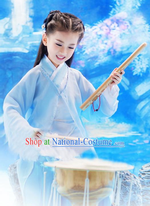 Traditional Chinese Fairy Clothing and Hair Jewelry Complete Set for Girls Kids