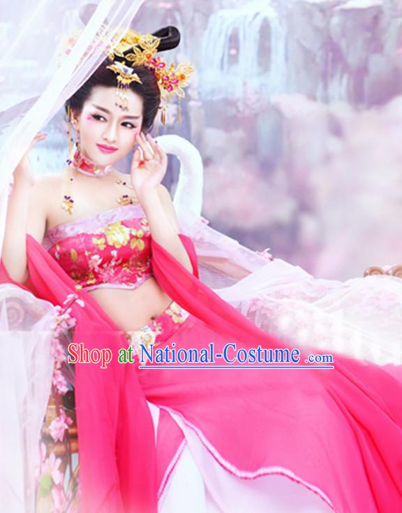 Chinese Classic Sexy Dance Costume and Hair Jewelry Complete Set for Women