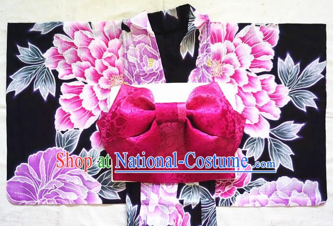 Top Authentic Traditional Japanese Kimonos Kimono Dress Yukata Clothing Robe Garment Complete Set for Women Ladies Girls