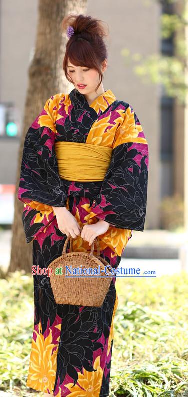 Top Authentic Traditional Japanese Kimonos Kimono Dress Yukata Clothing Robe Garment Complete Set for Women Ladies Girls