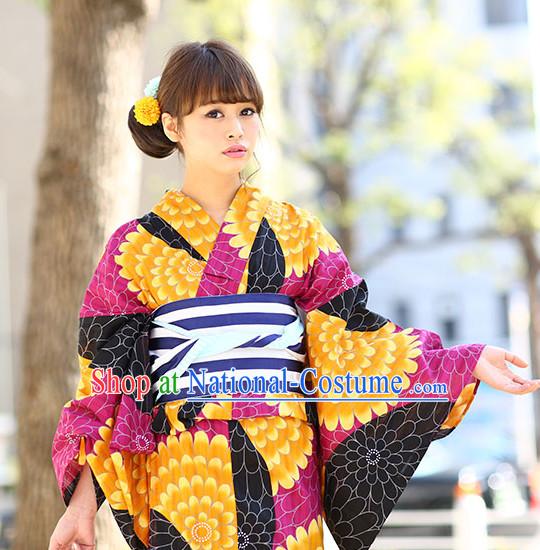 Top Authentic Traditional Japanese Kimonos Kimono Dress Yukata Clothing Robe Garment Complete Set for Women Ladies Girls