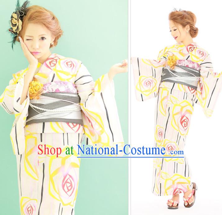 Top Authentic Traditional Japanese Kimonos Kimono Dress Yukata Clothing Robe Garment Complete Set for Women Ladies Girls