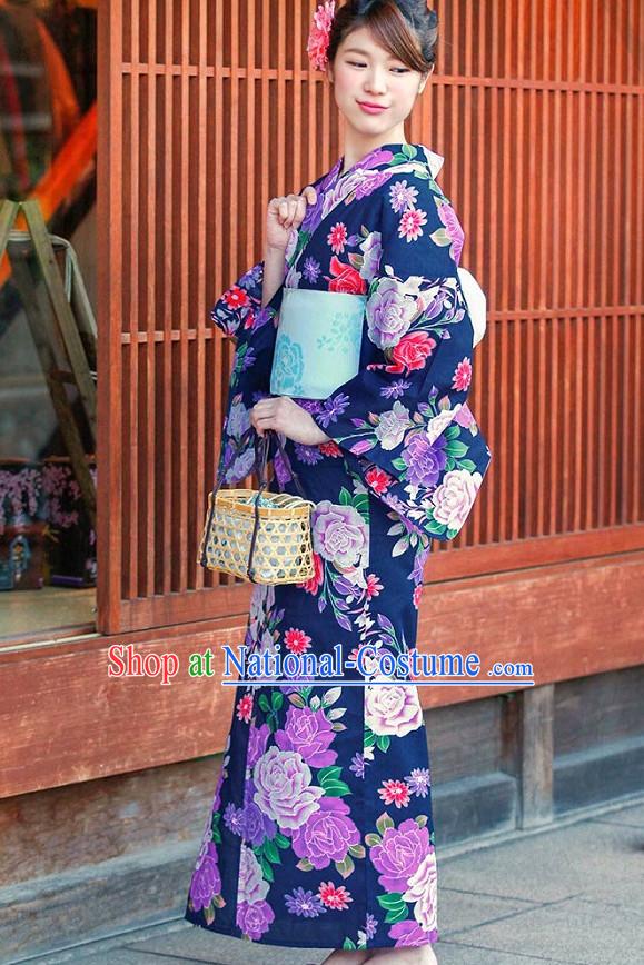 Top Authentic Traditional Japanese Kimonos Kimono Dress Yukata Clothing Garment Complete Set for Women Ladies Girls