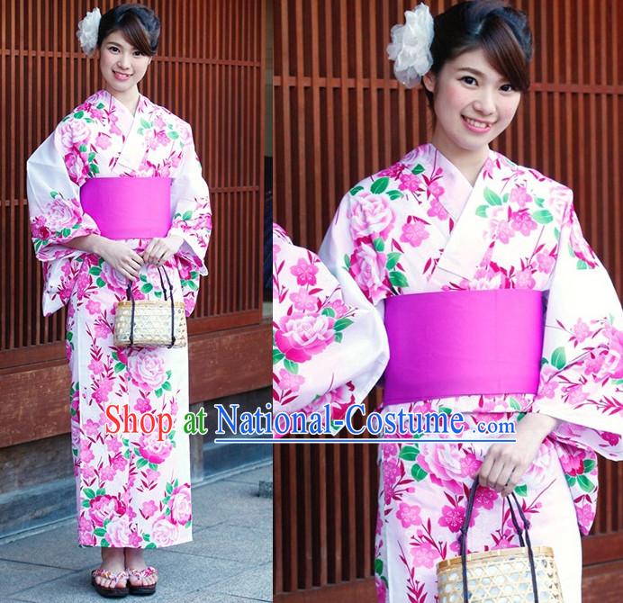 Top Authentic Traditional Japanese Kimonos Kimono Dress Yukata Clothing Garment Complete Set for Women Ladies Girls